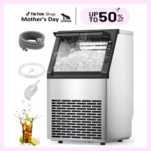 COWSAR Commercial Ice Maker Machine, Automatic Operation Commercial Ice Machine for Home Bar, Include Scoop, Connection Hose
