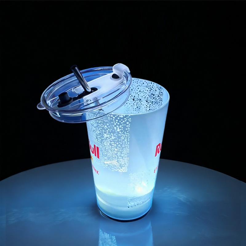 Creative Bar Party Luminous Red Bull 14oz LED Cup Customizable Color Option Free Straw Lid Included Premium Cup with Exclusive Perks WB Blue