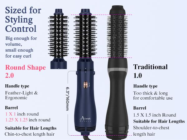 Aima Beauty 3-in-1 Blowout Dryer Brush & Multi-Styler, Detachable Hot Air Brush Volumizer with 1” & 1.25” Interchangeable Round Barrels, Ionic Wet-to-Dry Styling Tool for Short to Medium Hair, Gift Ready#tiktokshopsummersale