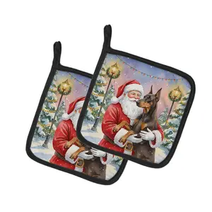 Carolines Treasures FNT1032PTHD 7.5 x 7.5 in. Fawn Doberman Pinscher with Santa Claus Pot Holders, Pack of 2