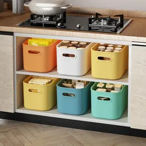 6-Piece Colorful Plastic Storage Boxes, Desktop and Home Drawer Storage Baskets, Snack, Toy, and Cosmetic Organizer Baskets with Lids, Kitchen Storage Boxes, Desktop Storage Solutions, Covered Container Storage, Kitchen Storage Boxes, Stackable Design