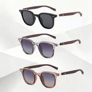 Women's 3-Pack Retro Wood Grain Square Sunglasses, UV400 Protection Dark Brown Shades, Flattering Frame for Round Faces, Stylish Sports Eyewear for Travel & Daily Wear, Women's Sunglasses