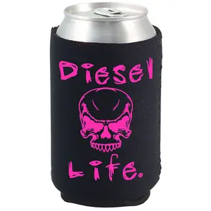 Black Skull Koozie Drinkware with Pink Imprint