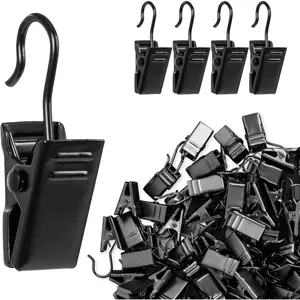 70 count Curtain Clips Hooks - Metal Hook Clip Set for , Party Lights Clips,Drapery Hooks Clips for Party Gutter Photo Christmas Decoration,Art Craft Dispaly Camp Tent,Black