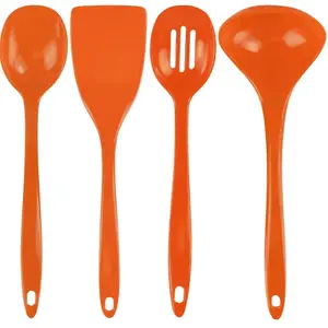 Reston Lloyd 212 MAIN 4pc Kitchen Utensil Set - Orange Plastic Cooking Spoons and Spatulas, Essential Kitchenware for Home Cooking