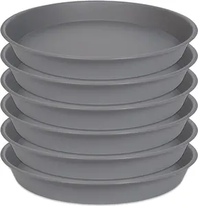 6 Packs of Plant Saucer Tray 6 Inch, 4 5 6 8 10 12 14 16 18 20 Inch Heavy Duty Plastic Drip Trays Saucers for Indoors Outdoor Garden, Flower Pot Drainage Tray, Plate for Planter 5-7" (6", Gray) Angde