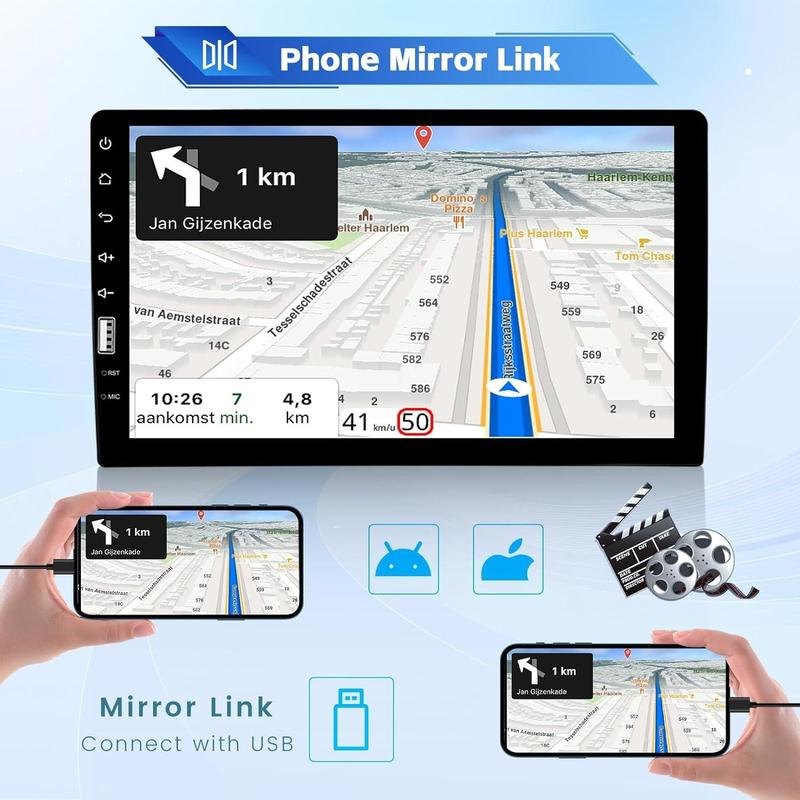 9 Inch Single Din HD Touch Screen Car Stereo with Bluetooth with Backup Camera + External Microphone + FM MP5 Player Car Audio Receivers Support Mirror Link SWC USB EQ Car Radio