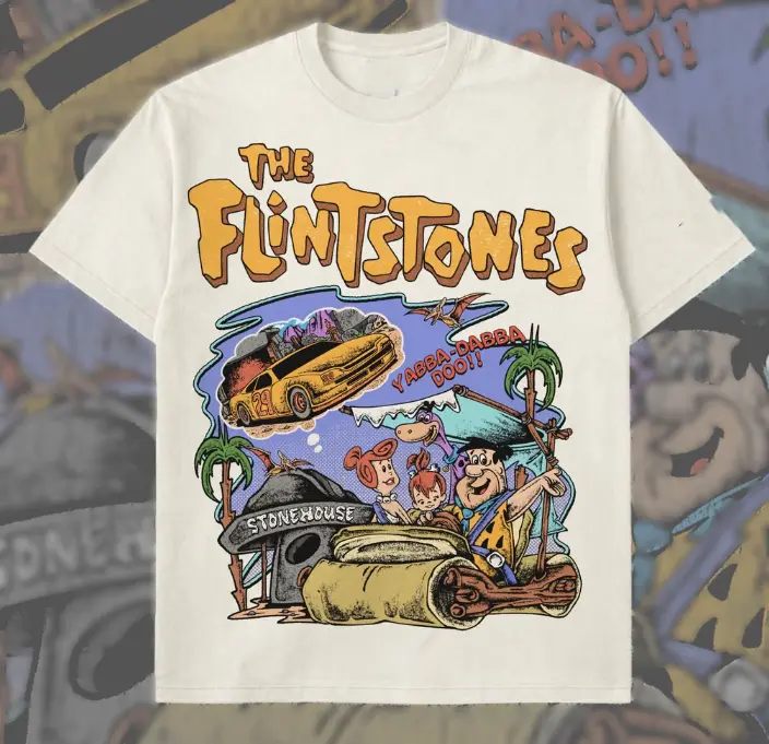 Youth and Adult Stone Age Family Inspired Vintage T-Shirt, Retro Cartoon Graphic Tee, Unisex Nostalgia Shirt, Classic Animation Fan Gift