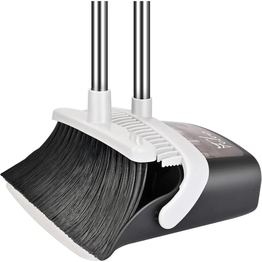 Heavy Duty 51-Inch Broom and 39-Inch Dustpan Set - Self-Cleaning Dustpan with Long Handle, Home Kitchen Indoor Sweeping Home Care Cleaning Tool (Gray), Sets, 39 Inches Dustpan