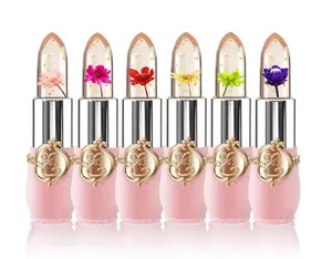 Emaymei Moisturizer Long-lasting Jelly Crystal Flower Lipstick Makeup Temperature Changed Colorful Lip Blam Pink Transparent Waterproof