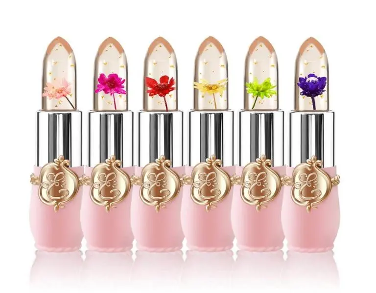 Emaymei Moisturizer Long-lasting Jelly Crystal Flower Lipstick Makeup Temperature Changed Colorful Lip Blam Pink Transparent Waterproof