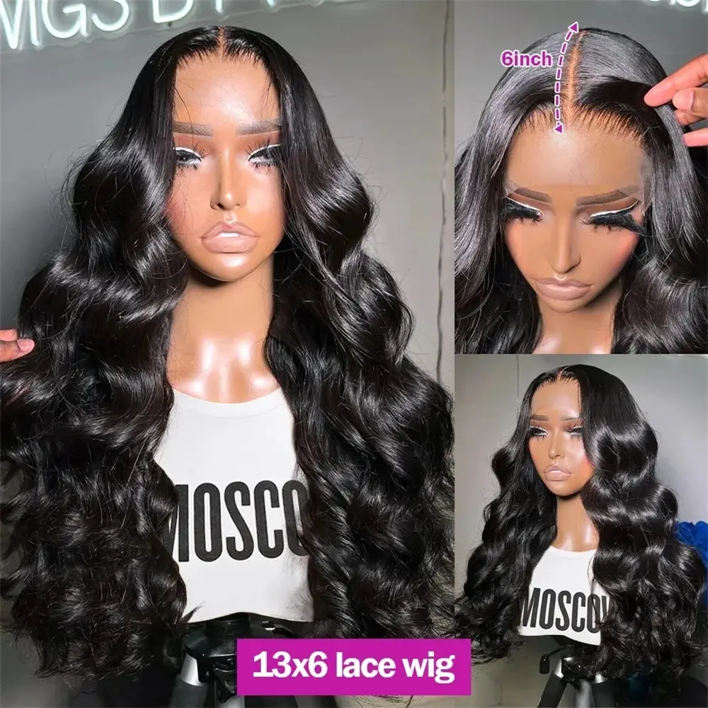 180 Density 30 40 Inch Body Wave HD Transparent 13x6 Lace  display picture 1