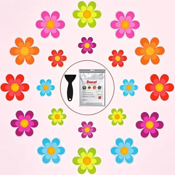 20-Pack Colorful Silicone Non-Slip Bath Stickers, Waterproof Shower Floor Decals, Floral Adhesive Appliques with Premium Scraper for Bathtubs