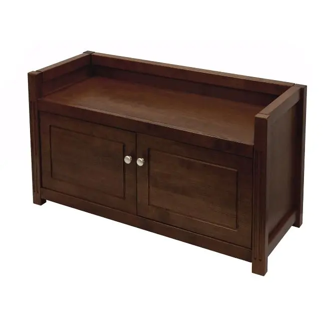 Winsome Furniture 94040 Traditional Antique Walnut Beechwood Dual Storage Bench - Indoor Entryway Stool, Dual Storage Benches