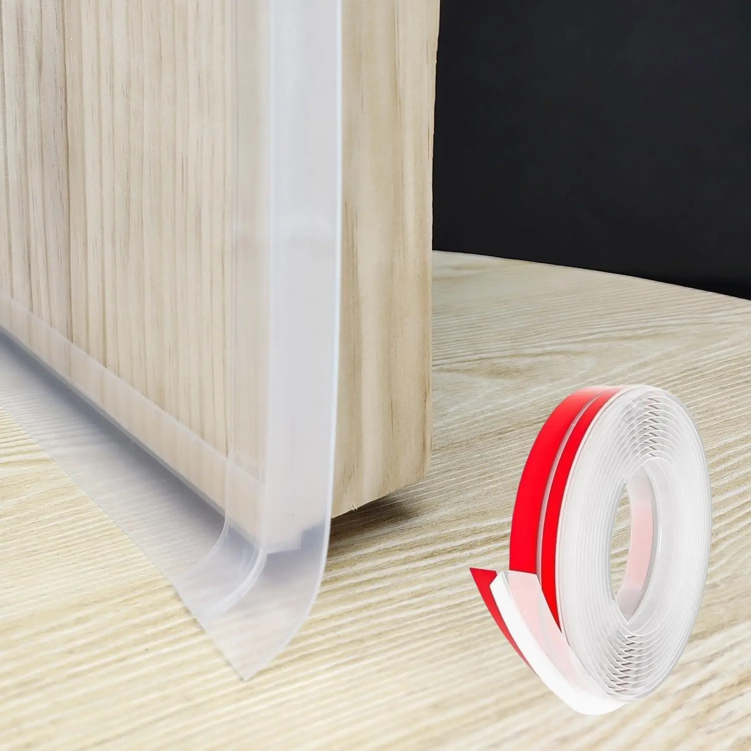 T Shape Door Seal Strip for Door & Windows Gaps,Draft Stopper Bottom Sweep Weather Stripping for , Noise Reduction,Easy Install (Transparent, 1.38" W x 19.7Ft)