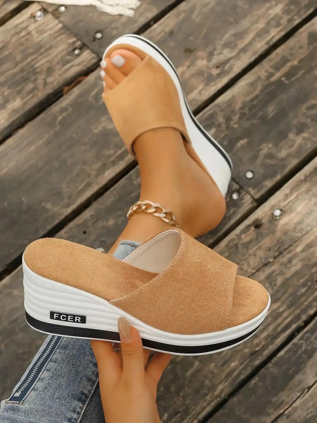 New Wedge Heel Sandals, Thick Platform Design, Women's Multicolor (leopard Print//camouflage) Summer Casual Shoes, women footwear, women heels, high heels, ladies heels, fashion heels, party shoes