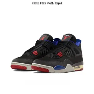 Classic Streetwear Trainers – Black Base with Red & Blue Accents, Thick Foam Midsole & Wing Eyelets, Unisex Vintage Sneakers Perfect for Urban & Gym Wear