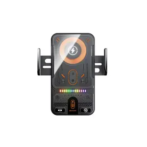 2025 new cool car wireless fast charging holder, intelligent sensor opening and closing, universal mobile phone navigation holder, 90-degree rotation, horizontal and vertical screen use, built-in ambient light, intelligent high-end navigation holder