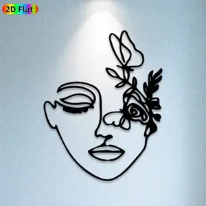 1pc Abstract Woman Face Design Metal Wall Art, Minimalist Woman Face Statue Mural, Ideal Gift for New Year, Valentine's Day, Abstract Art Enthusiasts, Weather-Resistant Metal Wall Decor Wall Sculptures, Unique Modern Home Decor Accent