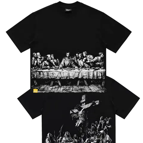 MeJend 12oz 100% Cotton Heavyweight Croppend Tee, Jesus Print Gothic Streetwear Outfit, Trendy Graphic Christian Clothing, Jesus Tshirt, Graphic Tees, Unisex