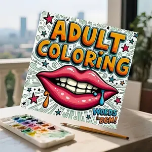 Adult Coloring Book - Rough Graffiti Mandala Design with Lip Graphic, Relaxing Activity, Perfect Gift for Birthdays, Christmas, Mother's Day