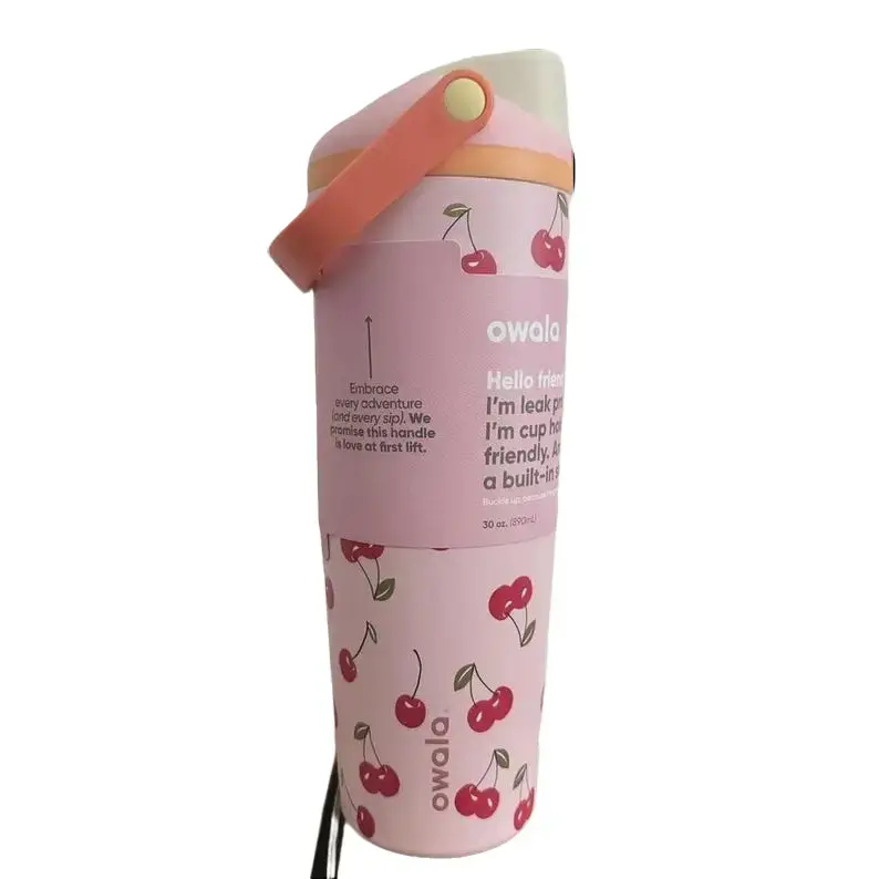 Owala FreeSip Stainless Steel Water Bottle Special Edition - Cherry Pink 30oz, 2026 Summer Washable Reusable Hydrate Gift