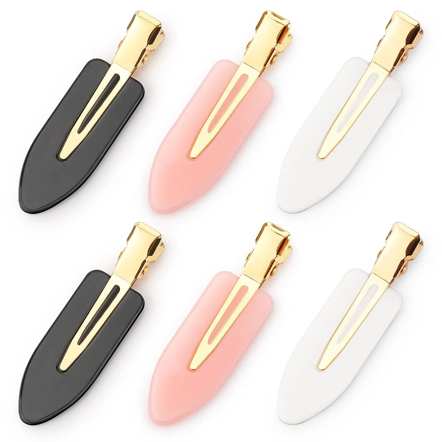 Women's 6-Piece No Bend No Crease Hair Clips Set - Elegant Golden Handles, 2024 TikTok Viral Salon Hairstyling Tools for Updo Pigtails