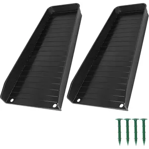Gutter Downspout Splash Block,16.3"Drain Gutter Guard Diverter,Gutter Downspout Extensions for Water Drainage, Fixable Down Spout Drain Trays,Drainage to Protect House Foundations (2PC Black)