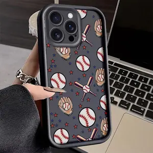 A luxurious phone case with a baseball-themed design, TPU shockproof full protection case, suitable for iPhone 17/16/15/14/13/12/11 PRO MAX PLUS AIR E XS and PROMAX MINI, is an ideal gift for friends and family, T2036
