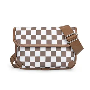 2026 New Black & White Checkered Crossbody Bag for Women, Waterproof Large-Capacity Shoulder Bag, Lightweight Daily Home Organizer Storage Purse, Crossbody Bags For Women