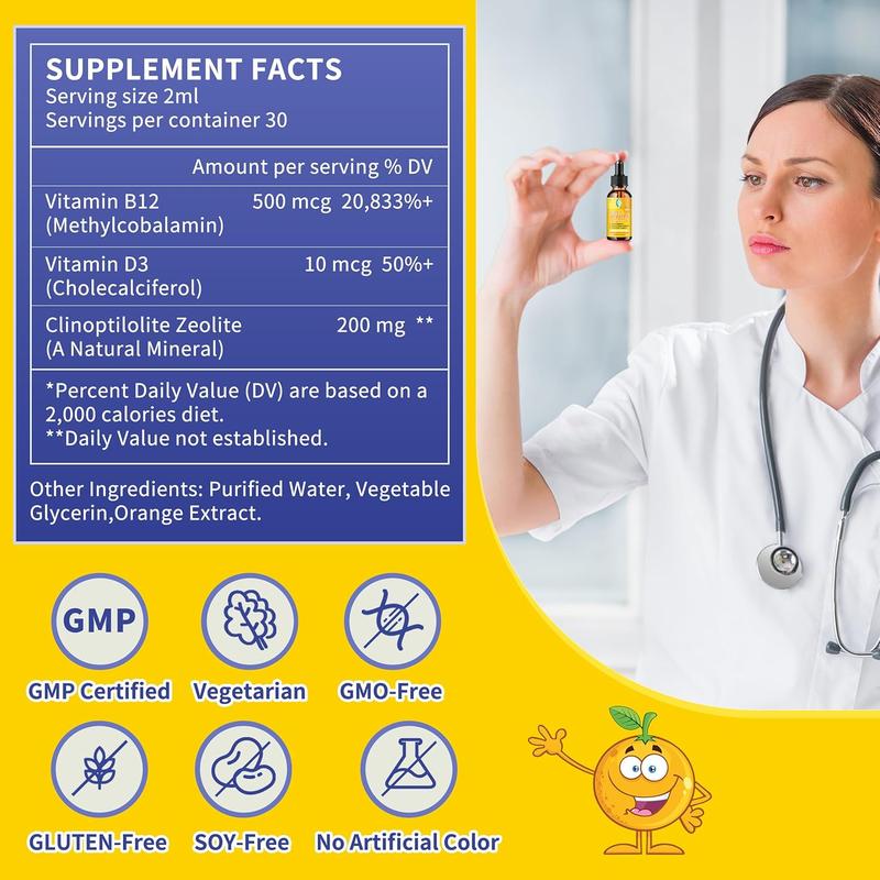 Zeolite Drops for Kids | Kid's Cellular Support Formula Over 2 Years Old | Natural Mineral Supplement | Support Healthy Digestion* | NSF Certified | Sugar-Free & Vegan | Orange Flavor | 2 Fl oz