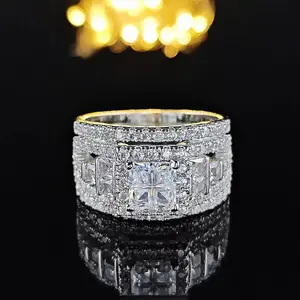 Moissanite Synthetic Princess Cut Elegant & Luxurious Ring Hypoallergenic D Color VVS1 Clarity Band Women Birthday Gift Engagement  Wedding Anniversary C0 S1