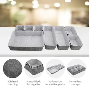 8-Piece Felt Drawer Organizer Trays, Desktop Storage Dividers, Space-Saving Solution for Home Office Small Tools & Jewelry, Desktop Storage Box