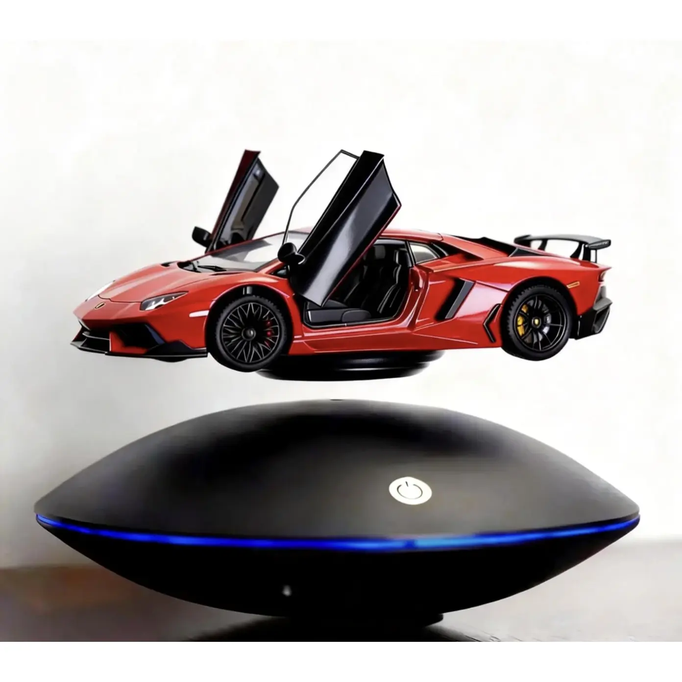 Magnetic Levitation Display Stand: Indoor Technology Luminous UFO Floating Display with LED Color Lamp| 360° Rotating Office Bedroom Living Room Decor| Creative Hand-Made Ornaments| Levitating Holder for Figures & Toys| Perfect Boys Girls Children's C