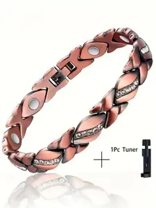 Women's Pure Copper Bracelet, Super Strong Magnetic Bracelet with 3500 Gauss Magnet, Crystal Valentine's Day Jewelry Gift, Sizing Tool, Christmas Gift