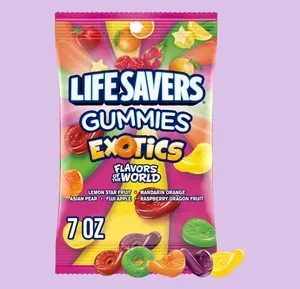 LIFE SAVERS Exotics Gummy Candy 7 oz Bag Fruity Chewy Gummies with Lemon Star Fruit Mandarin Orange Asian Pear Fuji Apple & Raspberry Dragon Fruit Flavors