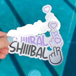 Purple Noona Shop Clear Shibal in English Middle Finger Heart Vinyl Sticker K-Drama Kpop Genius Lab Stickers 4x2.09 Inches Durable Vinyl Stickers for Windows Bottles or Clear Surfaces