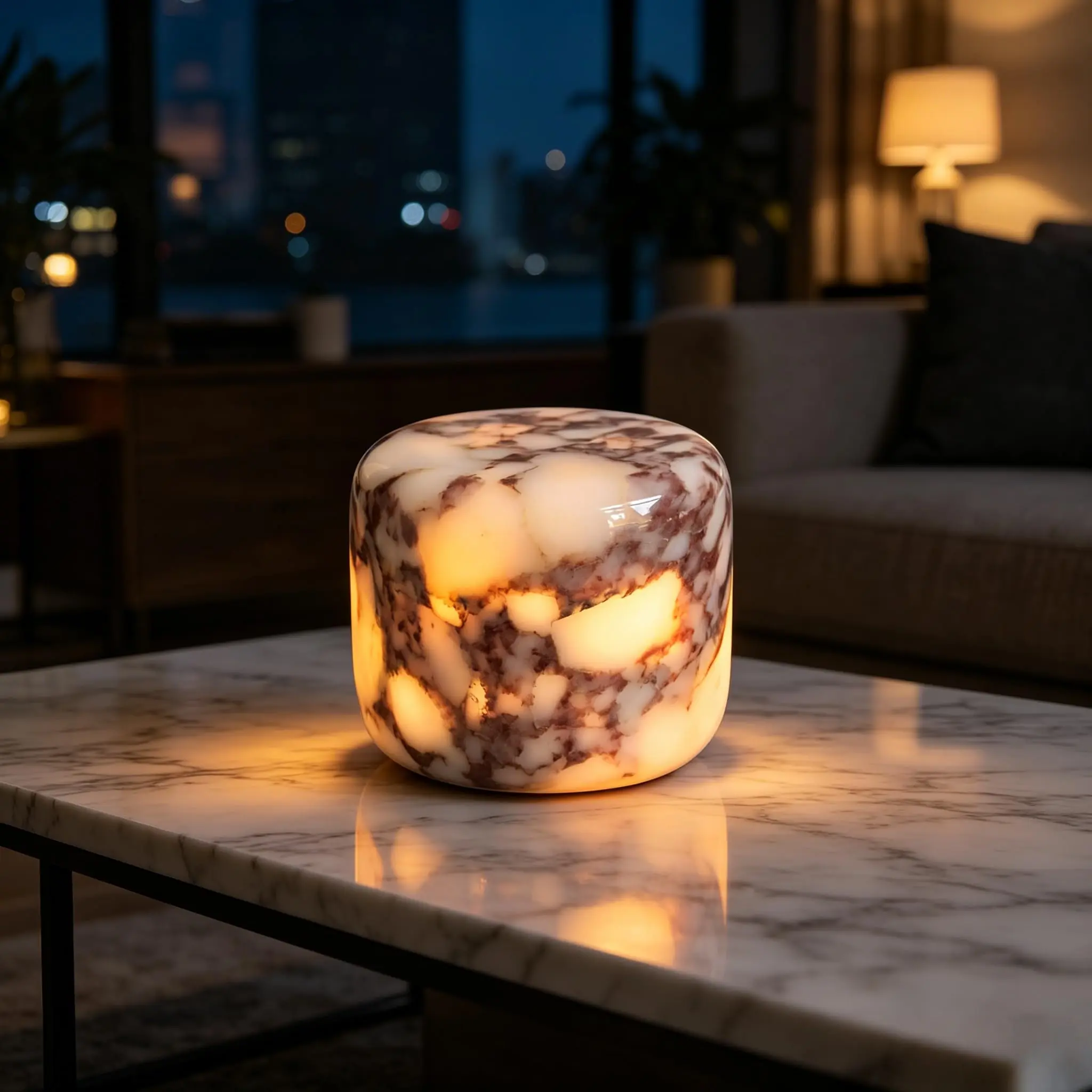 XIMAND Real Marble Cordless Table Lamp, Tap Touch Control Dimmable Night Light, 3 Color Temperatures Rechargeable Portable Stone Desk Lamp for Bedroom Nightstand Home Office Decor Back To School