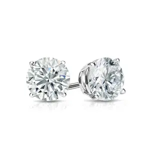 Lab Grown Diamond Stud Earrings Round 0.75 ct. tw. (0.375ct. each ear) D-E, VVS 14k White Gold 4-Prong Basket