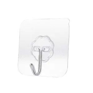 Adhesive Wall Hooks（1pcs） for Hanging Heavy Duty 50 lbs Large Hooks for Walls No Damage, Towel Sticky Clear Hook, Waterproof, Home, Bathroom, Kitchen, Office, and Outdoor: Transparent (6x6 cm)