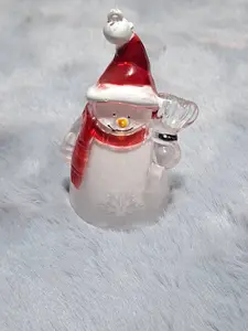 Glass Snowman Figurine 1.6''*4.2'' Handmade Snowman Christmas Decorations Indoor for Home Winter Holiday Glass Paperweight Office Table Decor