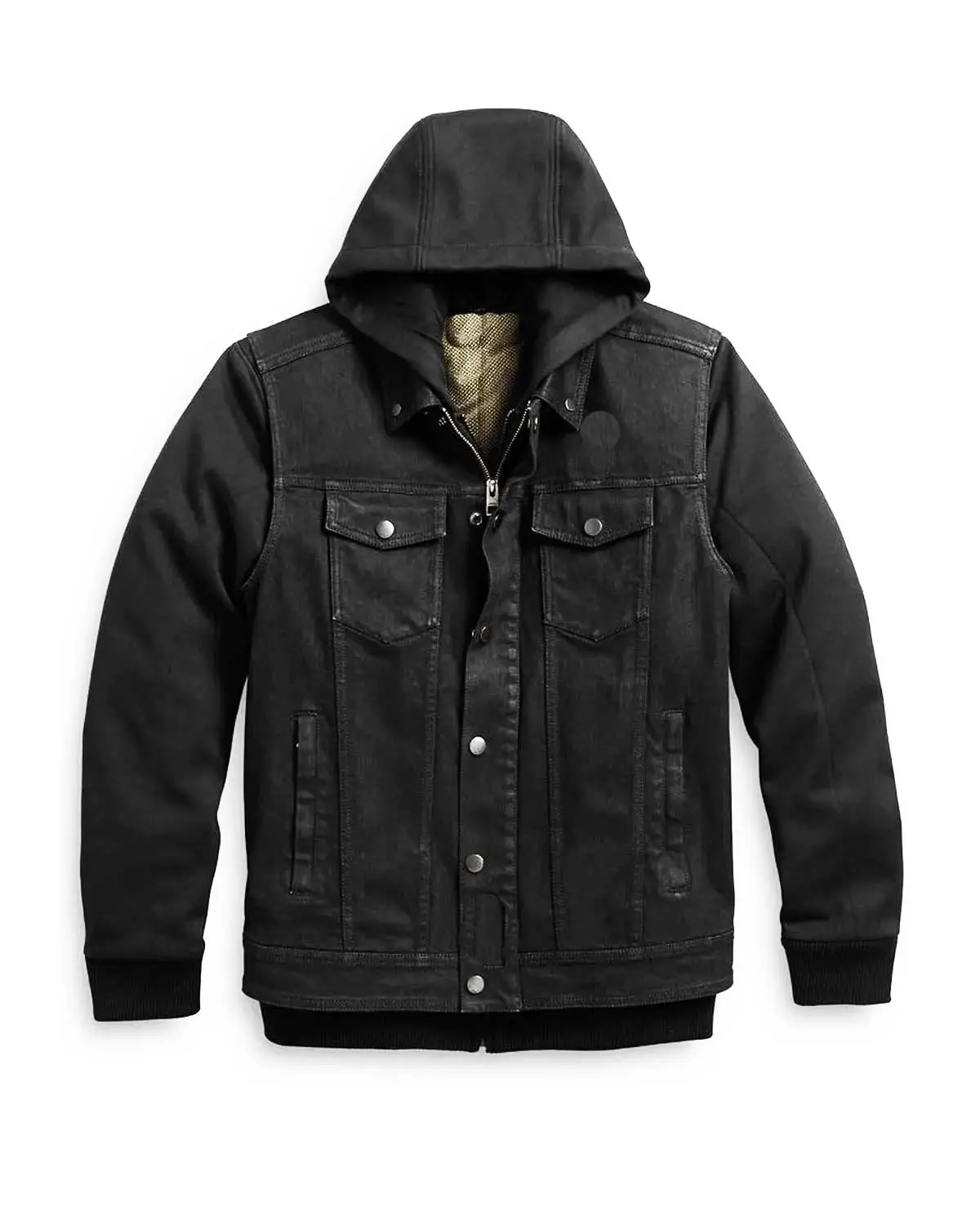 MotorCycleJackets Men’s Motorcycle 3 In 1 Black Denim Jacket