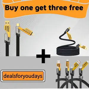 LASATE Buy 1 get 3 free-4-in-1 USB-C Cable PD 5A Fast Charging Data Sync for iPhone 17/16/15 iPad Samsung Laptops Durable Aluminum Electronic Charger