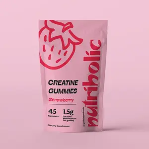 Nutriholic Creatine Monohydrate Gummies - Strawberry (45 Count) 1.5g Creatine per Gummy Organic GMO Free ( Supplement Healthcare Dietary Fitness Creatine Monohydrate)