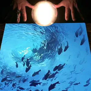 1pc Aquatic School of Fish Table Cover Enchanted Oceanic Decor and Whimsical Spiritual Room Decoration, Soft Washable Fabric Tablecloth for Mystical Gatherings, Coastal Themed Events and Dark Aesthetic Home Use