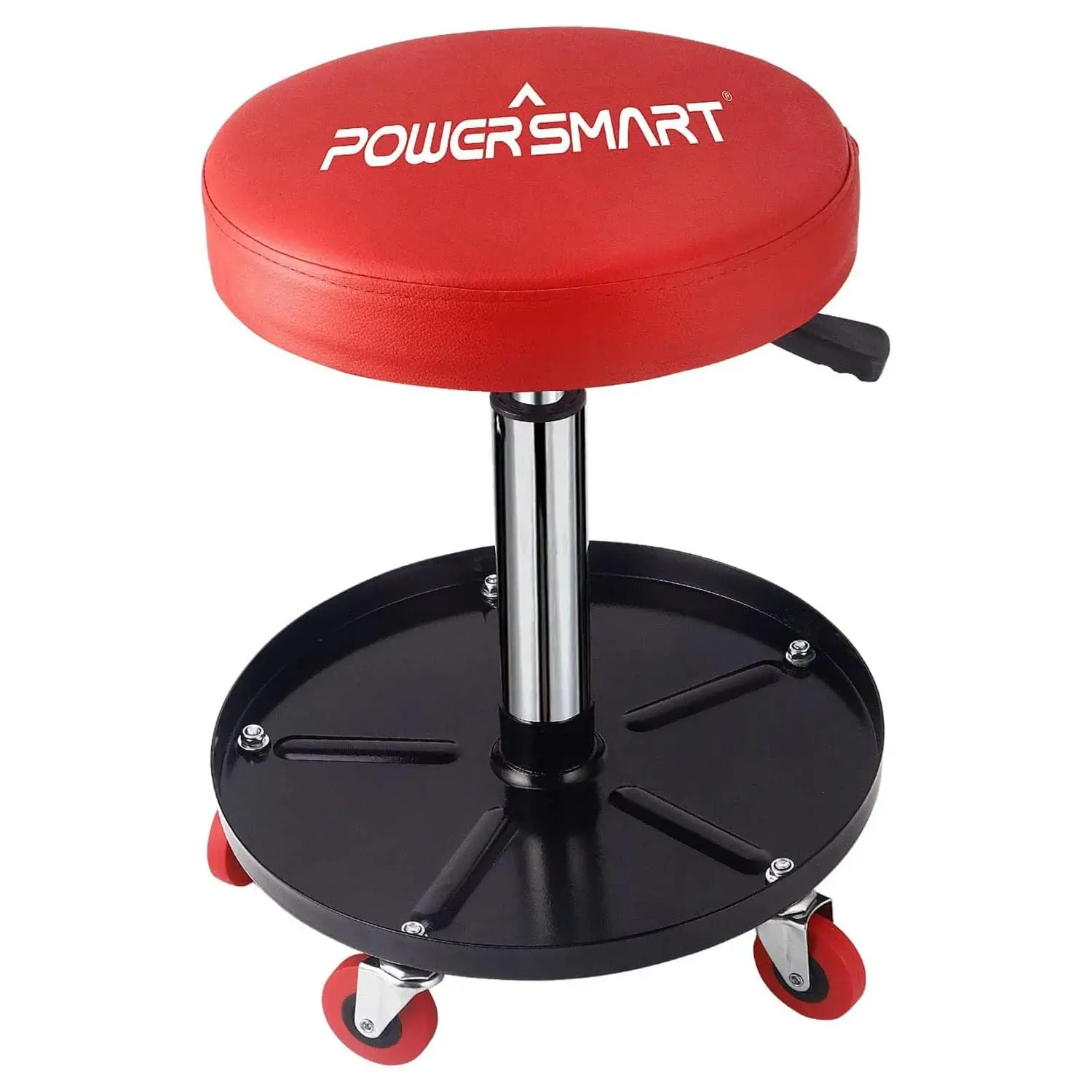 PowerSmart Ergonomic Mechanic Stool (PS1101) - 360° Rotation, Smooth-Mobility Casters, Sturdy Tool Storage Tray, 15-20 in Adjustable Height, 300 lbs High Capacity for Garage, Shop