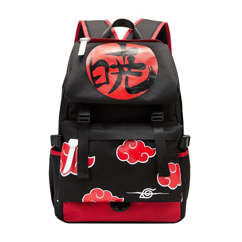 Naruto Anime Backpack Akatsuki Red Cloud Konoha Leaf Village Backpack Large Capacity Laptop School Bag Canvas Casual Travel Daypack Itachi Uchiha Naruto Uzumaki Anime Fan Backpack For Teen Boys Girls Student Outdoor Backpack Multiple Styles Available