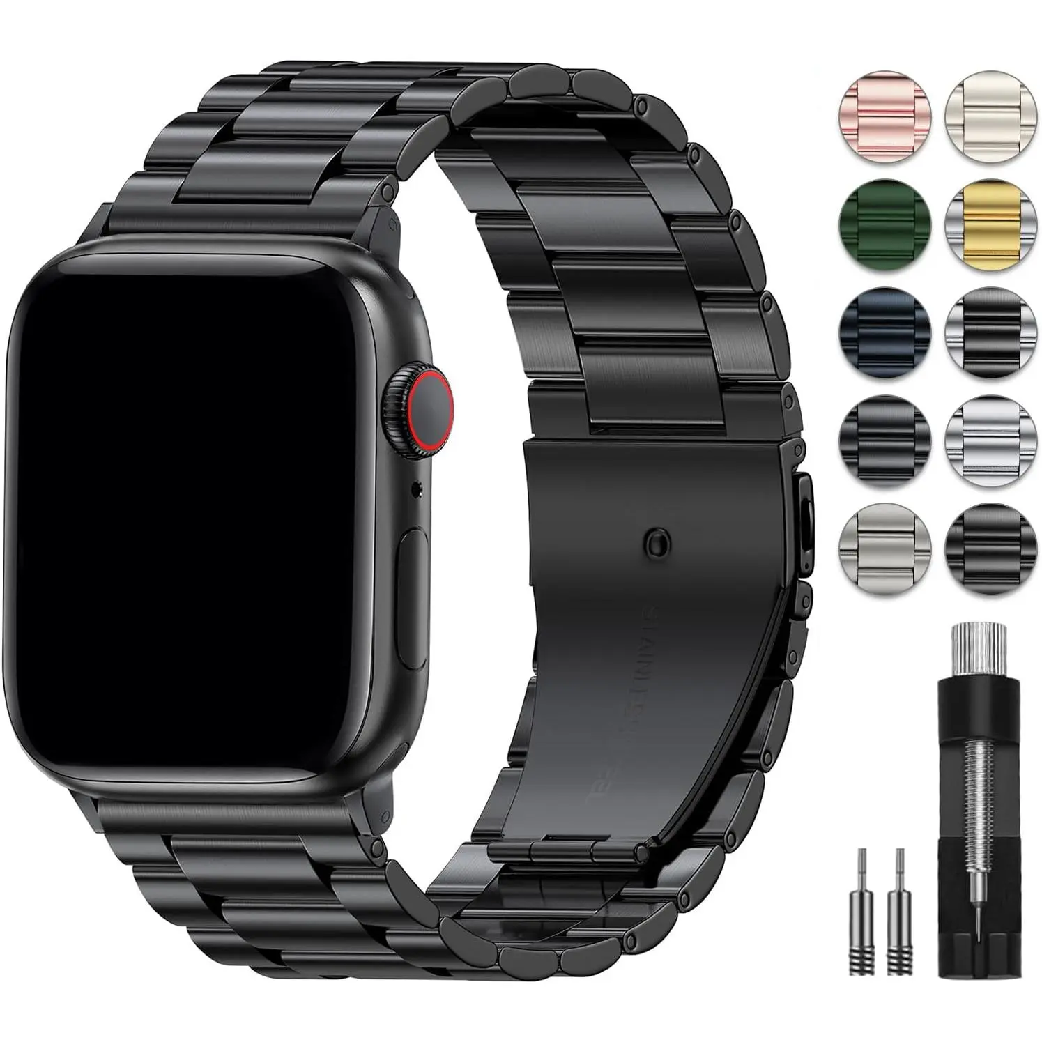 Metal band compatible with Apple Watch band 49mm 46mm 45mm 44mm 42mm 41mm 40mm 38mm men & women, business stainless steel strap for iWatch bands ultra 2, SE, ultra Series 9 8 7 6 5 4 3 2 1