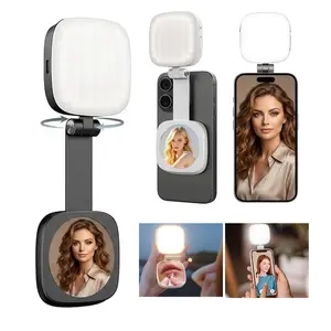 Magnetic Selfie Light Compatible with iPhone agsafe, Adjusted 5 Modes,CRI97+ Rechargeable LED Phone Fill Light with Mirror for Selfies, Photography, Makeup, Vlogs, TikTok, Video Recording(Summer Vibe)
