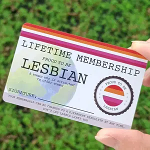 1 Piece Lesbian Pride Card, Lifetime Membership Card, LGBT Card, LGBTQ Card, Community Gift Supplies, Inclusive Card
